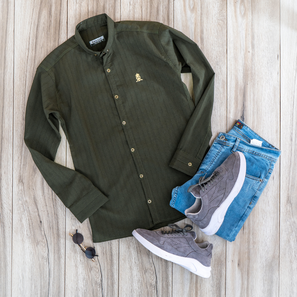 پيراهن مردانه رنگ سبز مدل Rafel