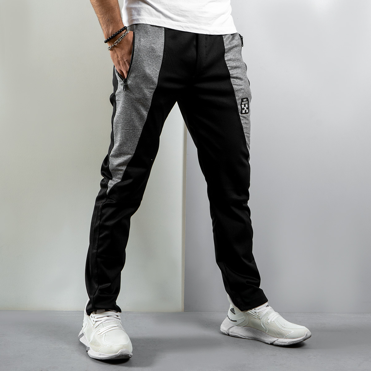 شلوار مردانه مشکی طوسی (T) مدل RDS