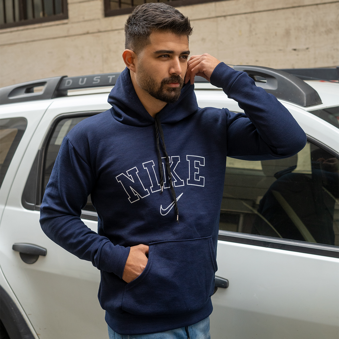 هودی مردانه نایک سرمه ای مدل TEMPA