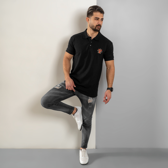 تیشرت V مشکی مردانه مدل Sadra