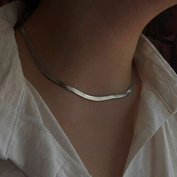 گردنبند نقره ای مدل fered