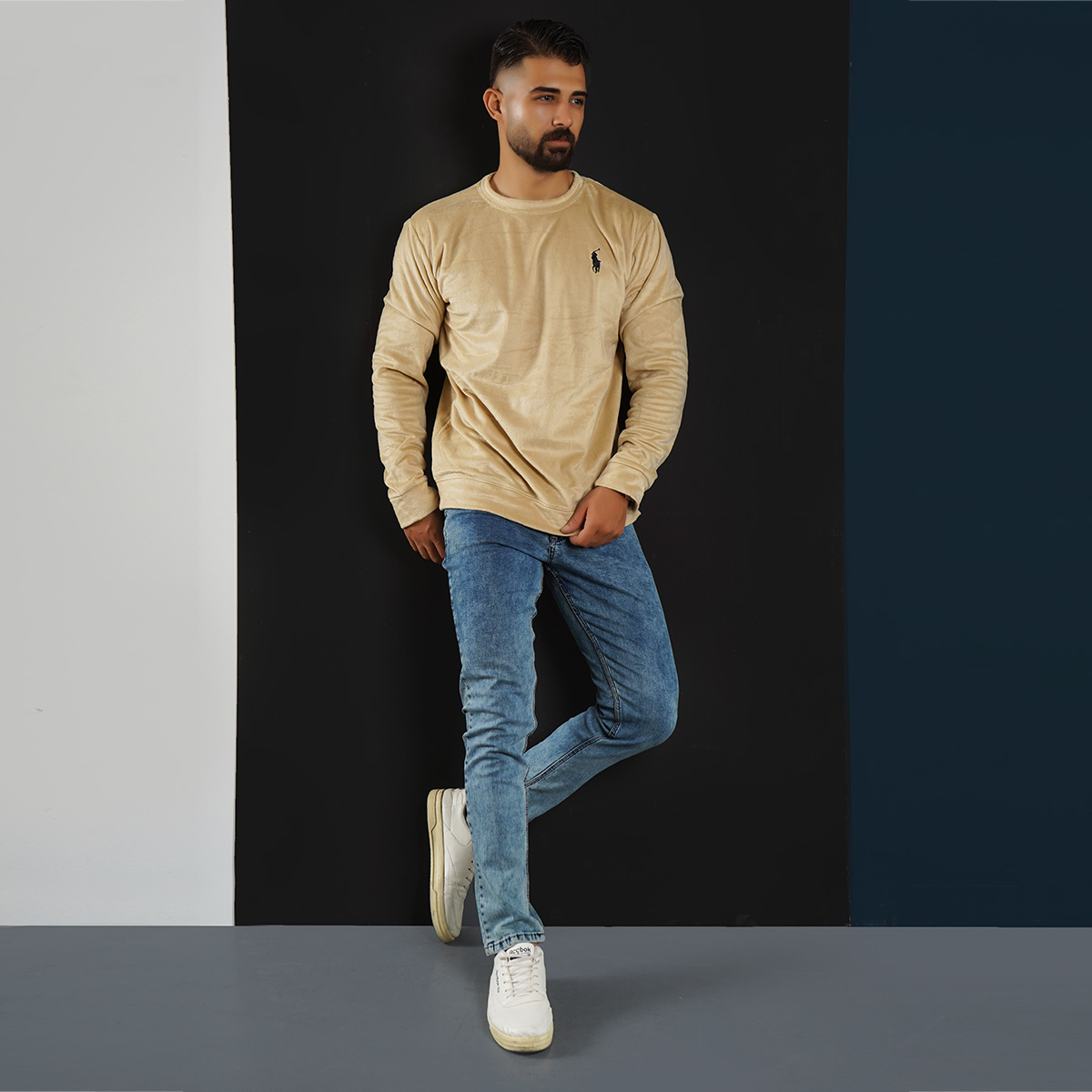 بلوز مردانه مخمل کرم مدل Raden