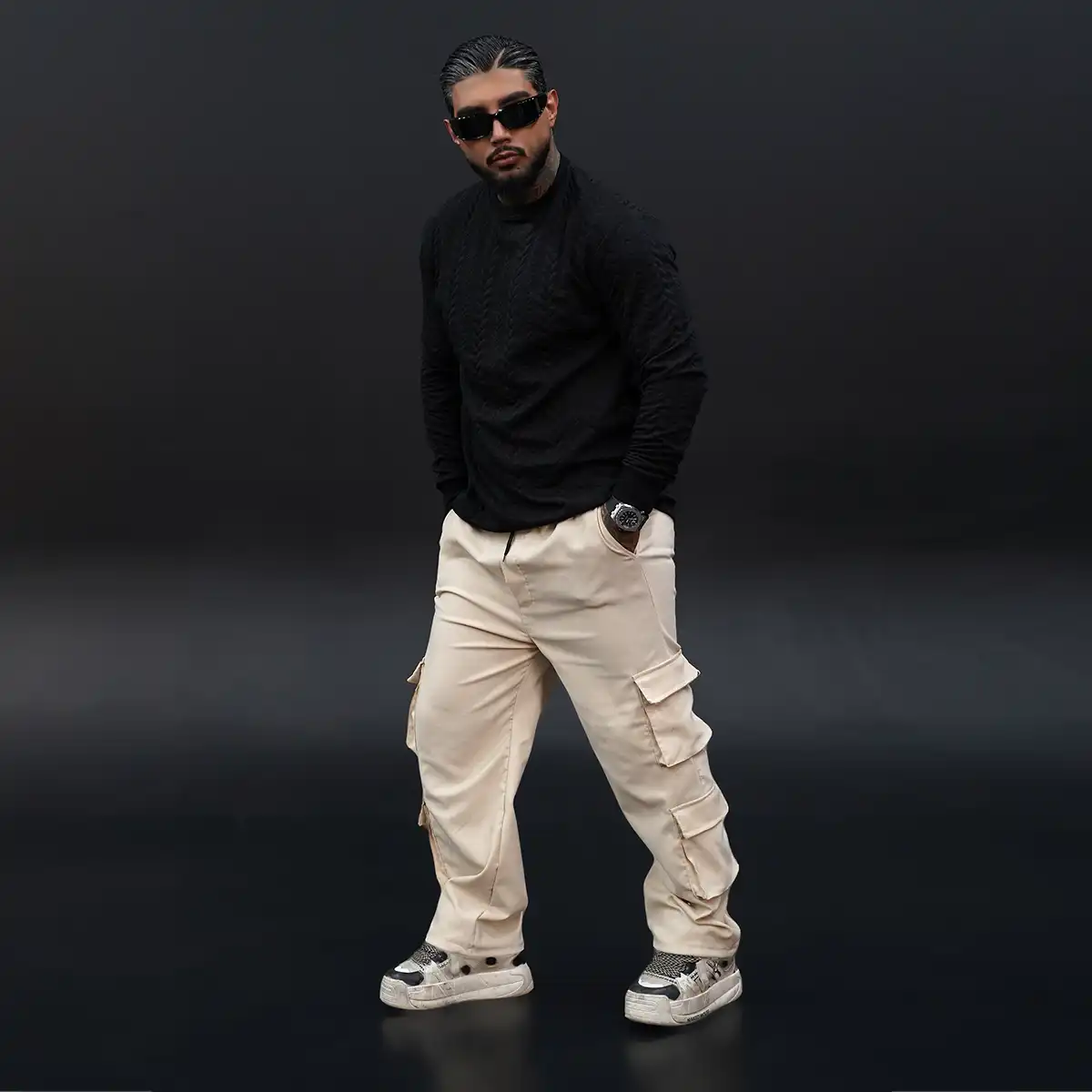 شلوار کارگو مردانه کرم مدل ARON