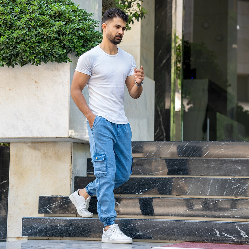 شلوار اسلش آبی روشن مردانه مدل ARAZ