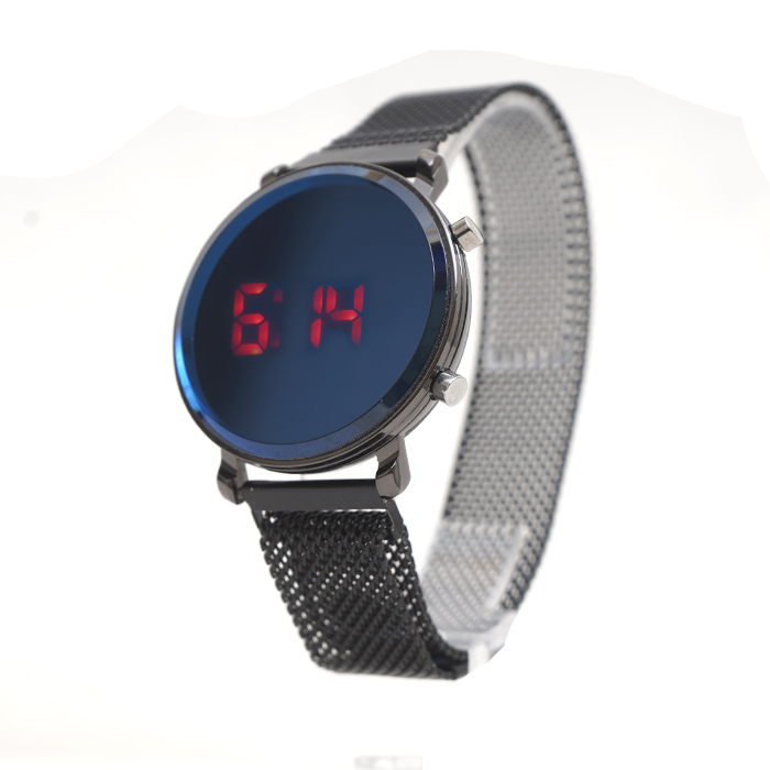 ساعت LED بند فلزی مشکی مدل Ronas